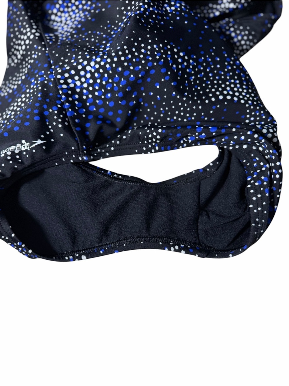 Speedo Hydro Women's One-piece Bathing Suit Black Blue White Padded Bra Sz 12 - Picture 12 of 13
